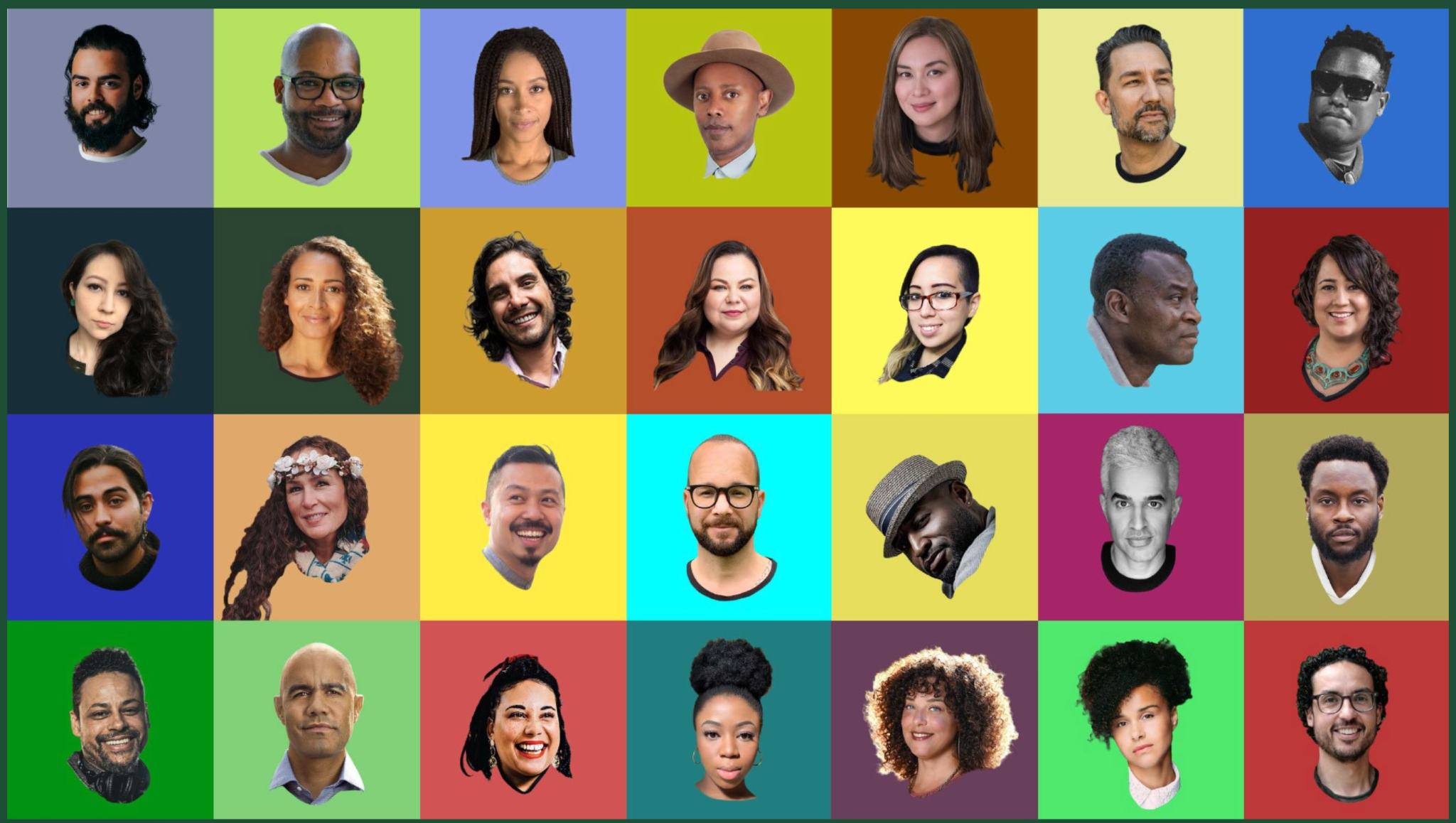 A colourful collage featuring members of the Collective Bunch creative community